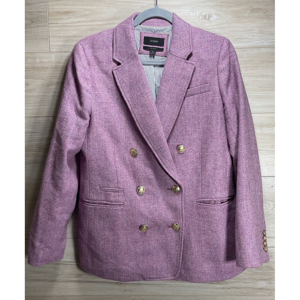 J.Crew Bristol Blazer in Lilac Herringbone Wool Double-Breasted Jacket 8